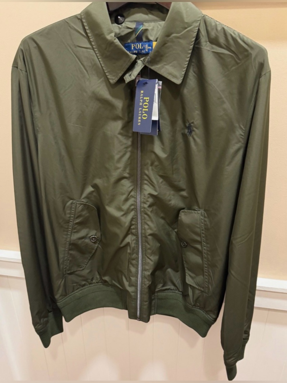 Polo Ralph Lauren GREEN Full Zip Packable Water Repellent Windbreaker Jacket 2XL